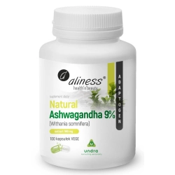 Aliness Natural Ashwaganda 560 mg 9% x 100 Vege caps. Aliness Natural Ashwaganda 560 mg 9% x 100 Vege caps.