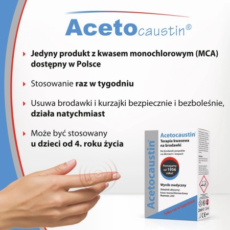 Acetocaustin na brodawki 2 ml terapia kwasowa