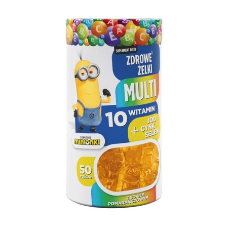 Minionki MULTI Zdrowe Żelki 50 szt z sokiem pomarańczowym
