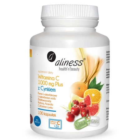 Aliness Witamina C 1000 mg z CYNKIEM PLUS bioflaw, rutyna, acer. x 100 VEGE kaps.