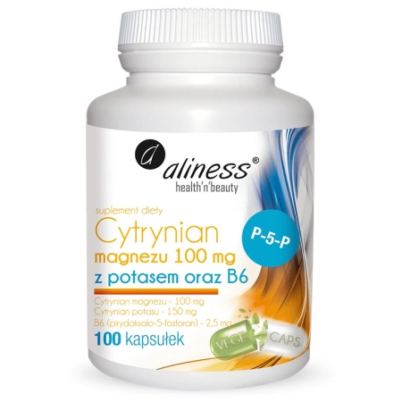 Aliness Cytrynian Magnezu z Potasem oraz B6 100 kapsułek