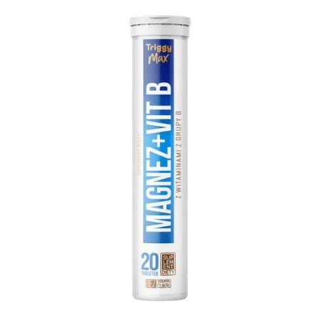 Triggy Magnez + Vit B, tabletki musujące, smak czarna porzeczka, 20 szt.