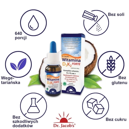 Witamina D3 K2 forte krople Dr Jacob’s 20 ml