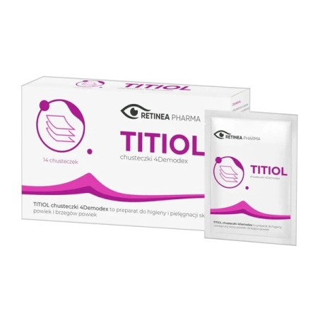 Chusteczki do powiek Retinea Pharma Titiol 4Demodex 14 szt na Demodex