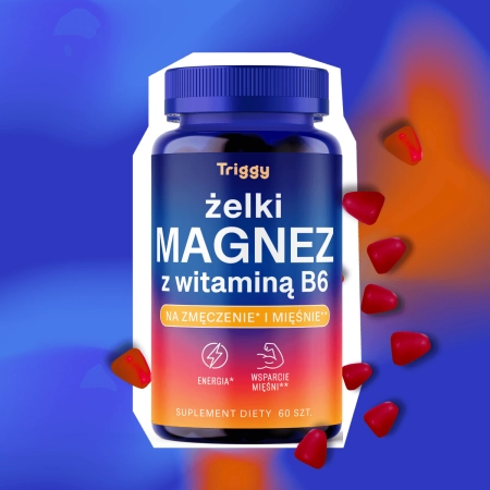 Triggy Żelki Magnez + Witamina B6 o smaku malinowym, 60 szt.