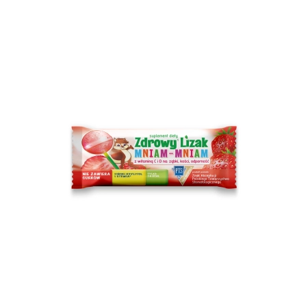 Zdrowy Lizak Mniam-mniam, smak truskawkowy , 1 sztuka