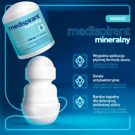 Medispirant Mineralny, emulsja ochronna roll-on, dla dzieci, młodzieży i osób ze skórą wrażliwą, 40 ml