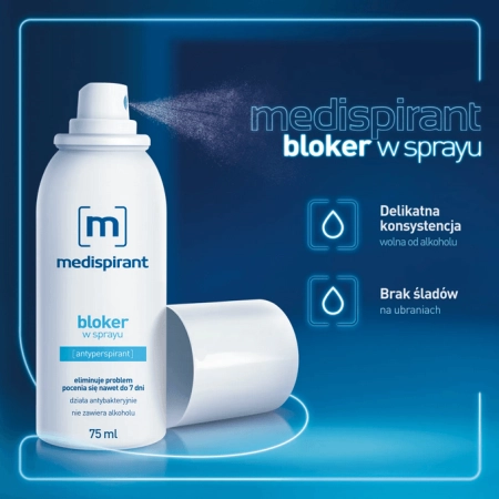 Medispirant, bloker w sprayu, antyperspirant, 75 ml