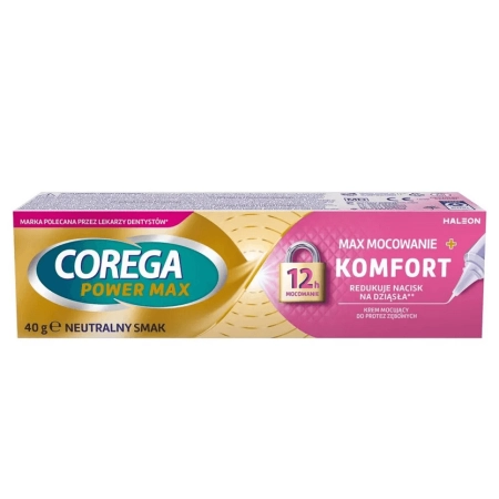 Corega Power Max krem mocujący do protez 40 g, smak neutralny