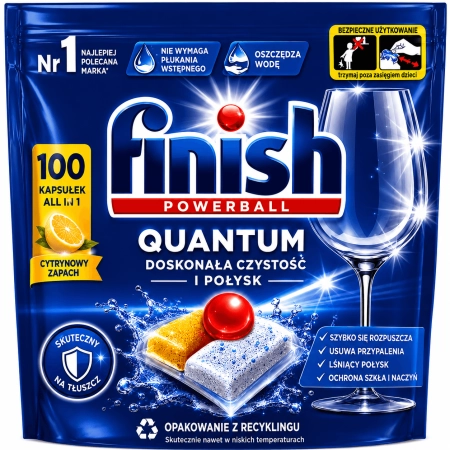 Finish Quantum All in 1 Lemon Kapsułki do zmywarki 100 szt