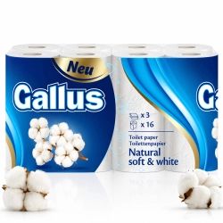Papier toaletowy Gallus 16 rolek 3-warstwowy Natural Soft & White